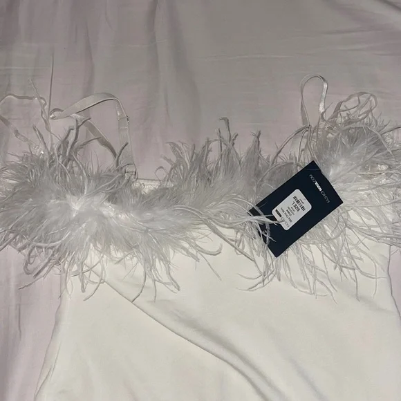 fashion nova white fuzzy dress Plus Size Fur Trim Long Sleeve Sweater Off Shoulder, So Purrfect Mini Dress in Ivory, Size 1X,